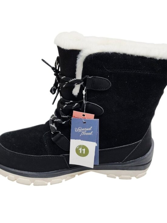 Universal Thread Shoes - Universal Thread Womens Winter Faux Fur-Lined Black Lace-Up Snow Boots Size 11